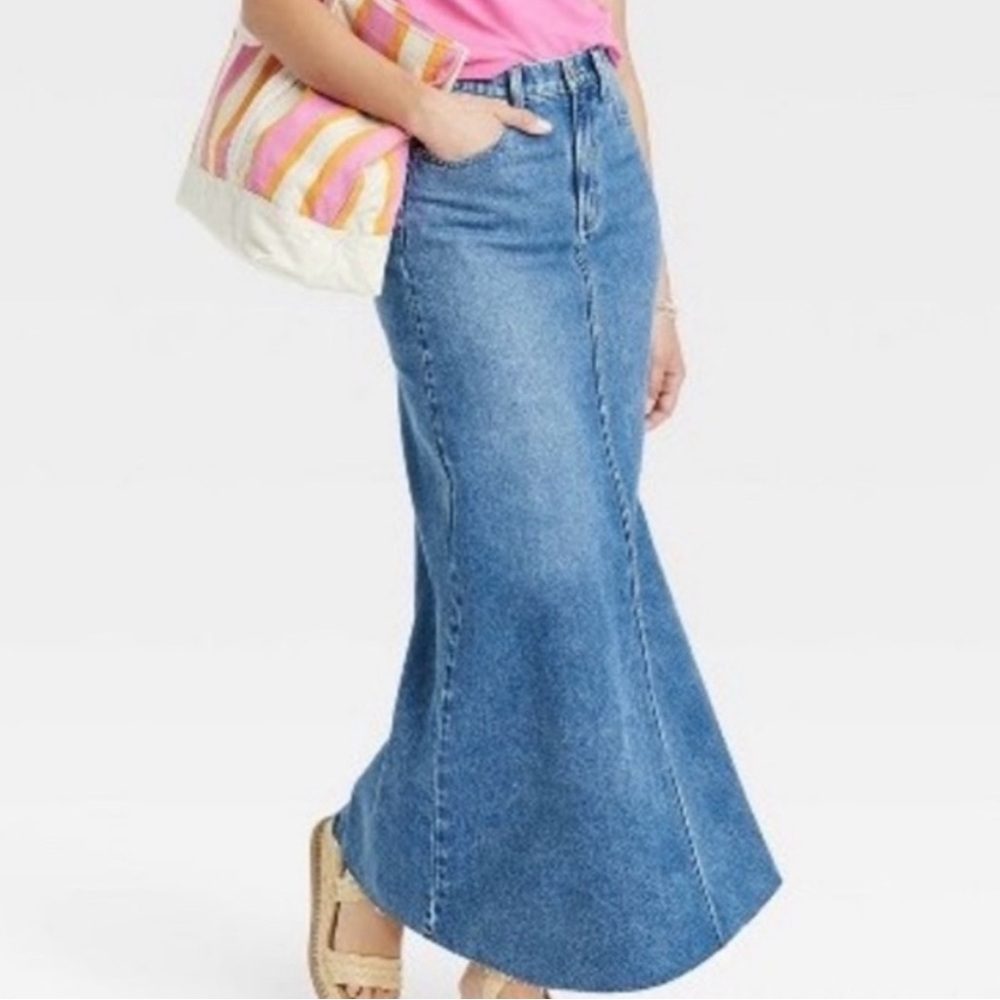 Universal Thread Classic Blue Denim Maxi Skirt 4